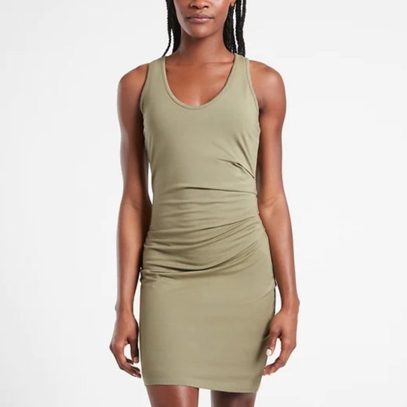 Athleta Dresses & Skirts - ATHLETA SHADOW OLIVE SLEEVELESS RUCHED BODYCON DELLA DRESS